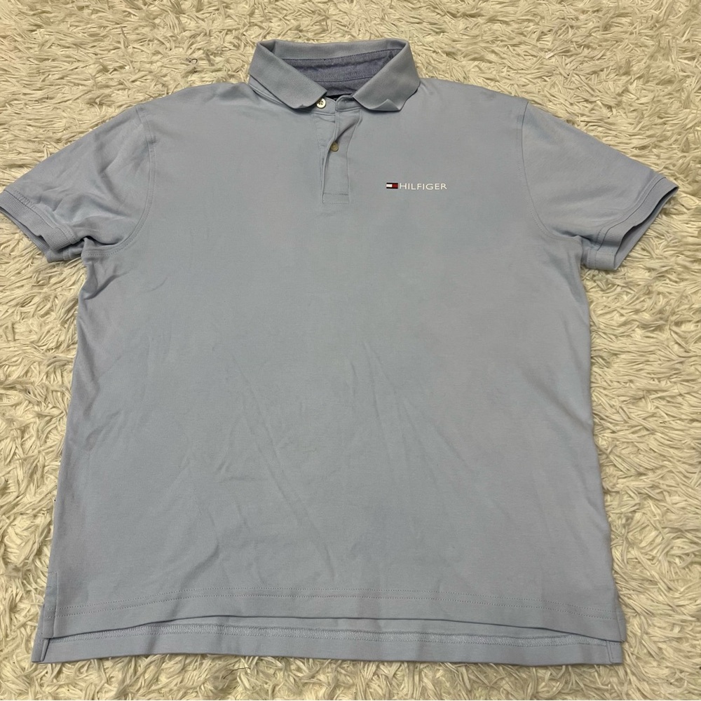 Tommy Hilfiger Mens Short sleeve Polo Shirt Size Medium Light Blue all cotton